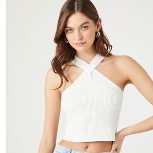 🥂 BNWT white halter crop top🥂